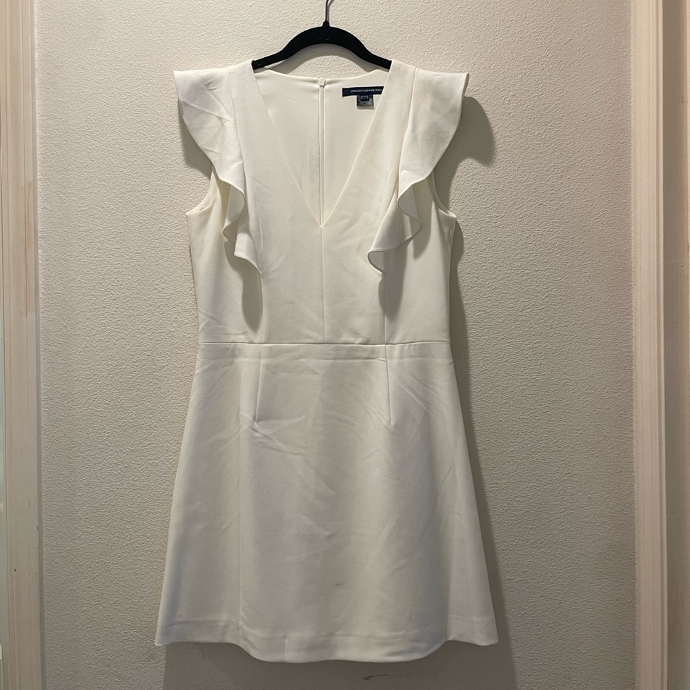 French Connection Ivory Ruffle Mini Dress